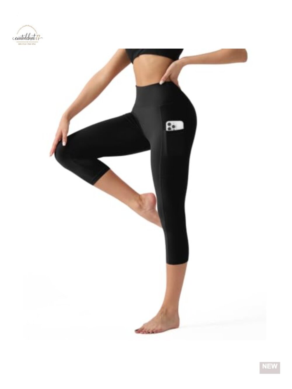 High Waisted Capri Leggings with Pockets Tummy Control Yoga Pants